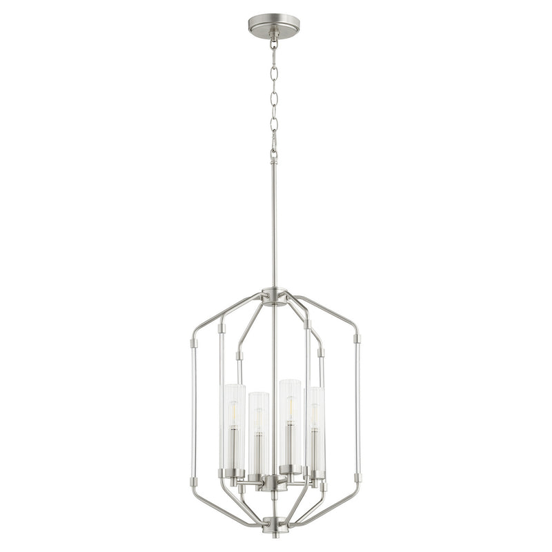 Quorum 6963-4-65 Four Light Entry Pendant, Satin Nickel Finish - LightingWellCo