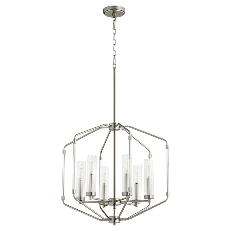 Quorum 8163-6-65 Six Light Pendant, Satin Nickel Finish - LightingWellCo