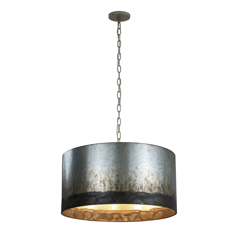 Varaluz 323P04OG Four Light Pendant, Ombre Galvanized Finish - LightingWellCo