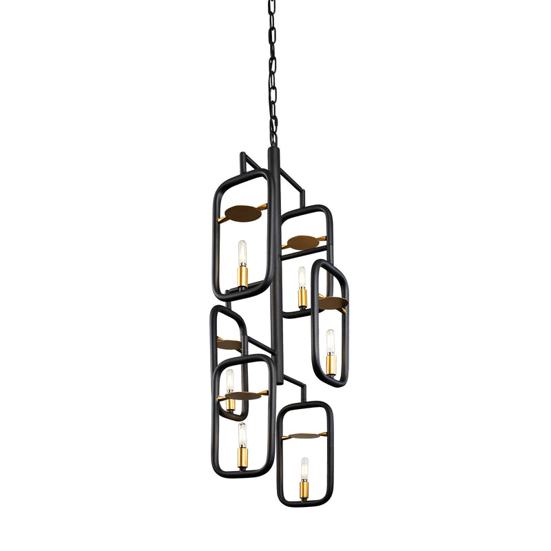 Varaluz 327F06AGRB Six Light Foyer Pendant, Aged Gold/Rustic Bronze Finish - LightingWellCo