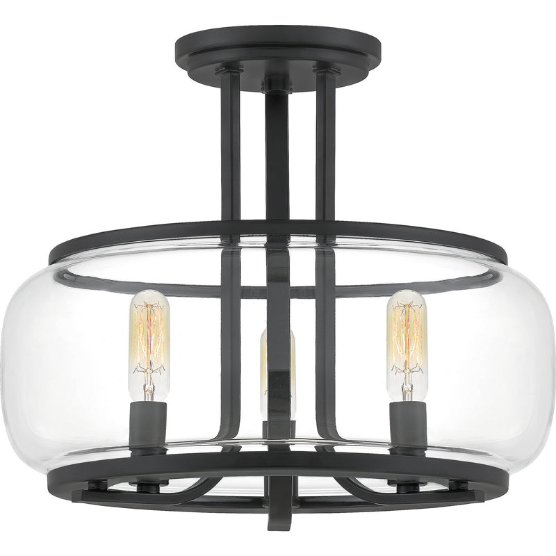 Quoizel PRUC1714MBK Three Light Semi Flush Mount, Matte Black Finish - LightingWellCo