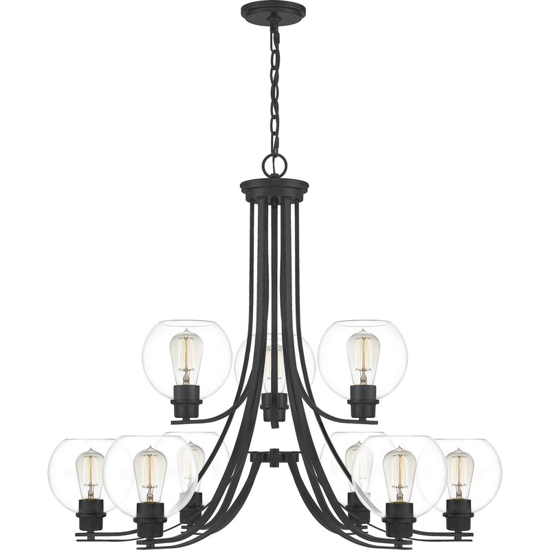 Quoizel PRUC5034MBK Nine Light Chandelier, Matte Black Finish - LightingWellCo