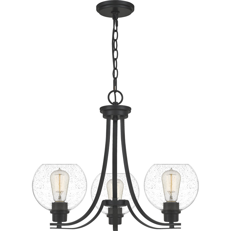 Quoizel PRUS5022MBK Three Light Chandelier, Matte Black Finish - LightingWellCo