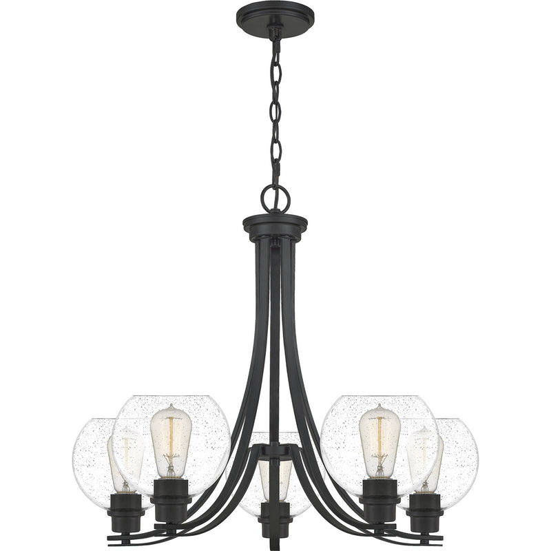 Quoizel PRUS5026MBK Five Light Chandelier, Matte Black Finish - LightingWellCo