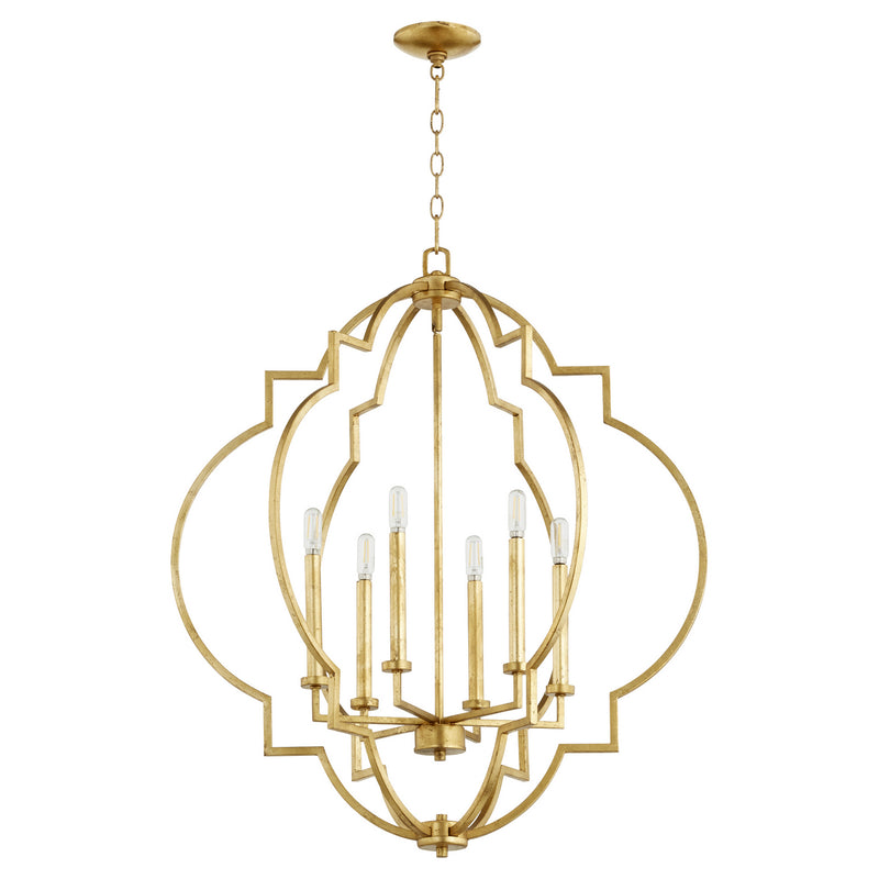 Quorum 6842-6-74 Six Light Pendant, Gold Leaf Finish - LightingWellCo