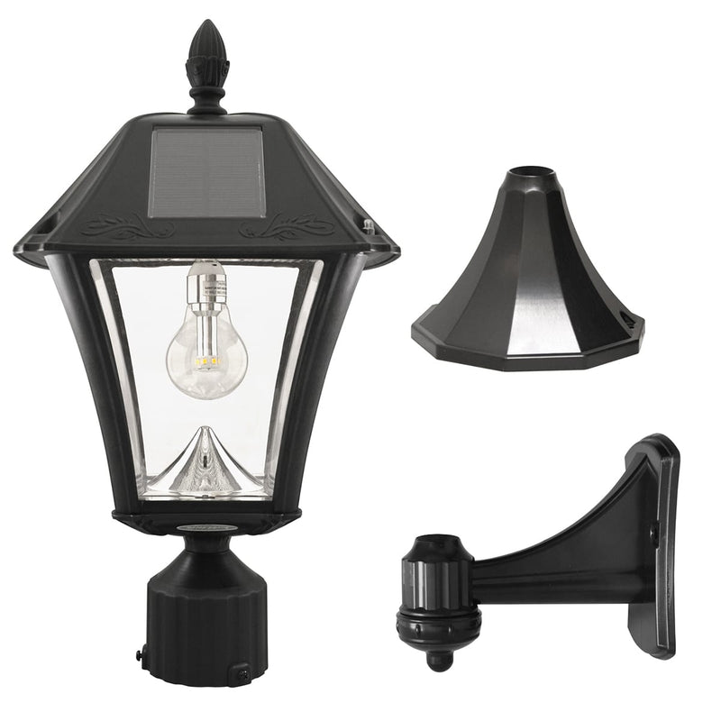 Gama Sonic Baytown II Solar Light- Wall/Pier/3" Fitter Mounts Black - LightingWellCo