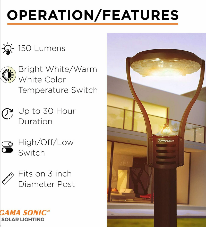 Gama Sonic 132i90012 Modern Solar Post Light - LightingWellCo