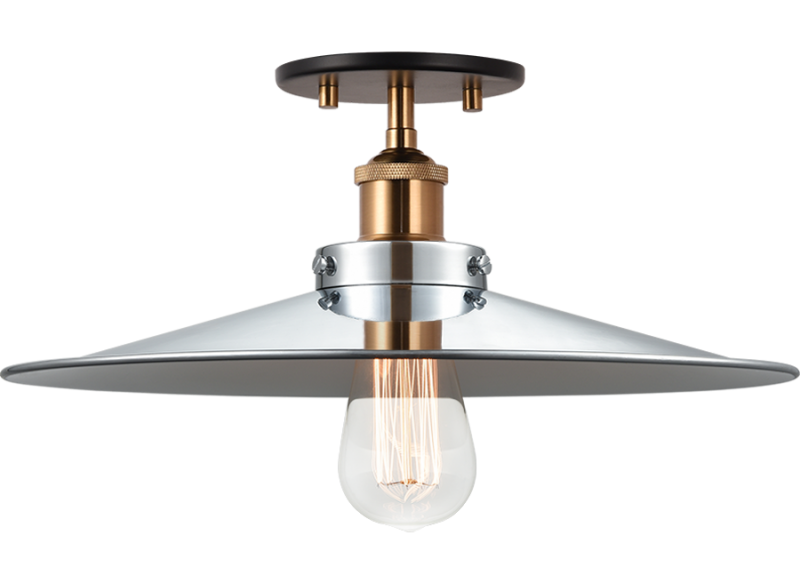 Matteo Lighting X46113AGCH One Light Flush Mount, Aged Gold Brass Finish - LightingWellCo