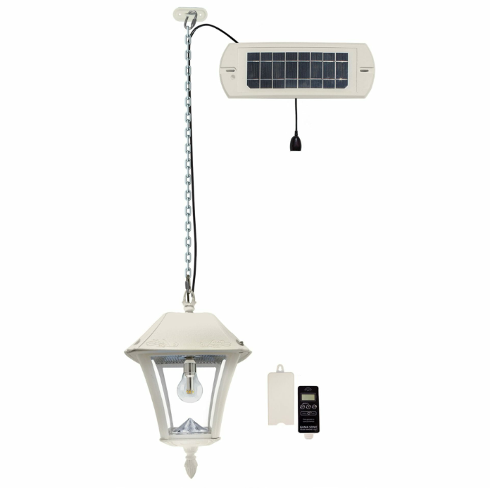 Gama Sonic 105BCX21 Baytown II Bulb Solar Hanging Light - White - Resin - LightingWellCo
