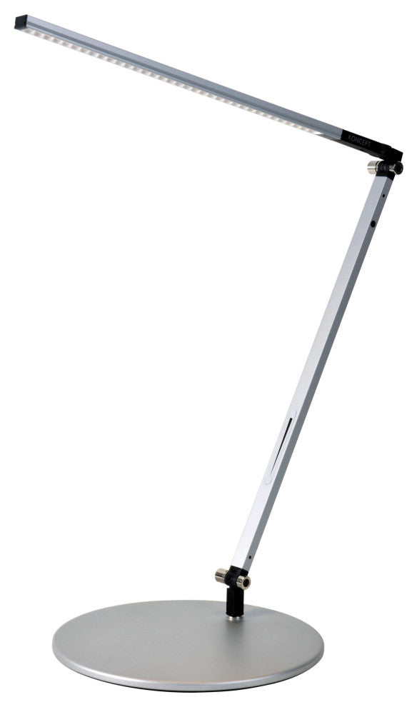 Koncept Z-Bar Solo Desk Lamp with Power Outlet Base With Usb Cool White Light Silver - AR1000-CD-SIL-PWD - LightingWellCo