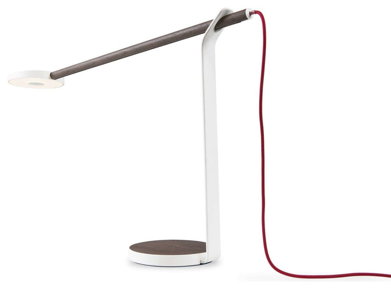 Koncept Gravy Desk Lamp Walnut / Matte White with Red Cord - GR1-W-WNR-MWT-DSK - LightingWellCo